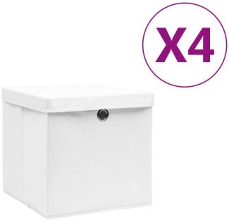 Aufbewahrungsboxen mit Deckeln 4 Stk. 28x28x28 cm Weiß