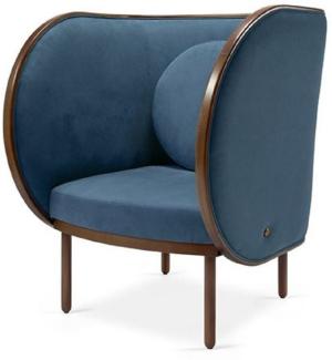Casa Padrino Designer Samt Sessel Blau / Braun 90 x 92 x H. 106 cm - Hotel Lounge Sessel - Hotel Möbel - Designer Möbel - Luxus Qualität