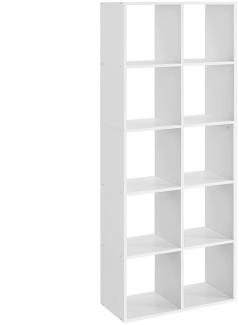 VASAGLE Bücherregal, mit 10 Fächern, Standregal, Aufbewahrungsregal, Regal, für Wohnzimmer, Büro, Schlafzimmer, Arbeitszimmer, skandinavischer Stil, als Raumteiler, weiß