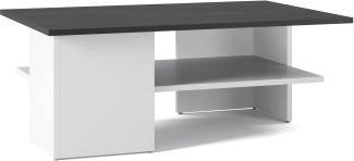 Domando Couchtisch Tropea Modern für Wohnzimmer Breite 90cm, große Ablage, farblich abgesetzte Tischplatte in Weiß Matt und Graphit Matt