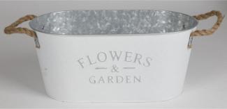 6x Pflanzentopf Flowers weiß/silber Blumen 35x15,5x19cm Schale Übertopf