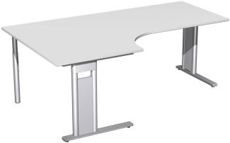 PC-Schreibtisch 'C Fuß Pro' links, feste Höhe 200x120x72cm Lichtgrau / Silber