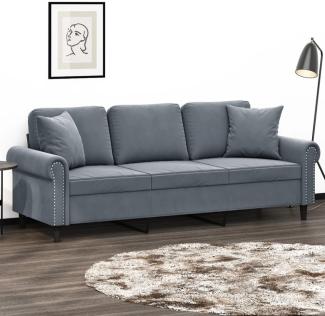 vidaXL 3-Sitzer-Sofa mit Zierkissen Dunkelgrau 180 cm Samt