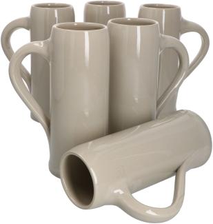 MamboCat 6er Set Gersten-Krug Henkel 0,5L geeicht Bierkrug Humpen Keramik