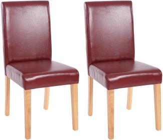2er-Set Esszimmerstuhl Stuhl Küchenstuhl Littau ~ Kunstleder, rot-braun, helle Beine
