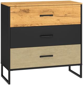 Sideboard Colt Schubladenkommode 92x40x90cm schwarz Craft Gold Eiche Premium Steel