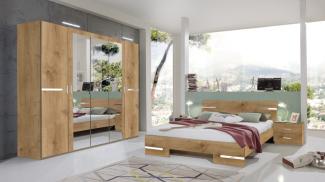 Wimex Schlafzimmer komplett Anna Spiegel Bett 180x200cm 4-teilig plankeneiche