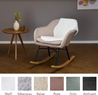 HOMESTORY Tierfellform aus Kunstfell, 55x80cm in weiß, flauschig, super-Soft und vegan, weiche Stuhlauflage Teppich Sitzfell Sitzkissen Polyester, viele Farben Formen