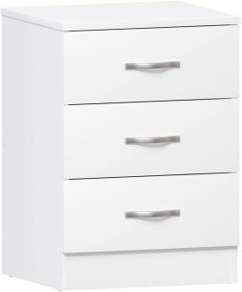 Vida Designs Schrank, weiß, 3 Schubladen, Nachttisch, Metallgriffe und -schienen, silberfarben, 47 x 46,5 x 40,5 cm