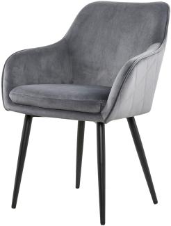 Esszimmerstuhl grau Samt Polsterstuhl Stuhlset Küchenstuhl