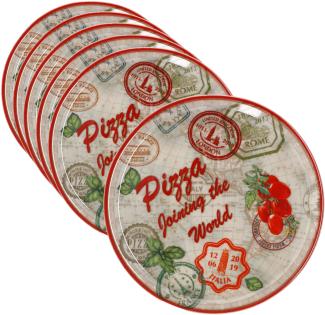 6er Set Pizzateller Rom rot Ø 33 cm Servier-Platte XL-Teller Porzellan