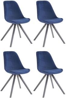 4er Set Stühle Toulouse Samt Rund grau blau
