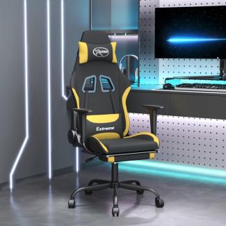 Gaming-Stuhl mit Fußstütze Schwarz und Gelb Stoff, Drehbar [3143726]