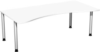 Schreibtisch '4 Fuß Flex' höhenverstellbar, 200x100cm, Weiß / Silber