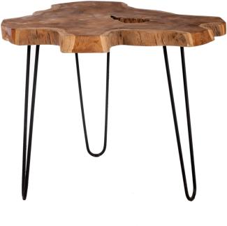 Couchtisch Teak Holz Wohnzimmer Baumkante Tisch Beistelltisch Sofatisch