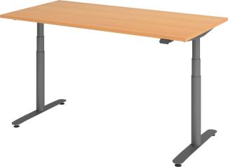 bümö® smarter Schreibtisch Serie-XDLR elektrisch höhenverstellbar mit App-Steuerung 160 x 80 cm in Buche / Graphit