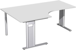 PC-Schreibtisch 'C Fuß Pro' links, feste Höhe 180x120x72cm, Lichtgrau / Silber