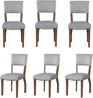 Merax Samt-Esszimmerstühle, 6er set, Stühle, moderne minimalistische Wohn- und Schlafzimmerstühle, Gummiholzbeine, grau