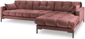 Micadoni 5-Sitzer Samtstoff Ecke rechts Sofa Mamaia | Bezug Pink | Beinfarbe Black Metal