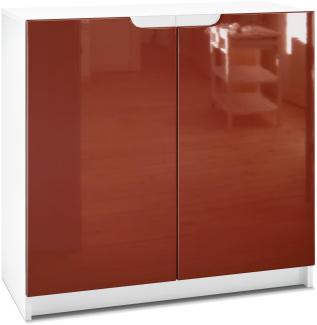 Vladon Sideboard Logan, Kommode mit 2 Türen, Weiß matt/Bordeaux Hochglanz (82 x 78 x 37 cm)