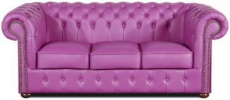 Casa Padrino Echtleder 3er Sofa Violett 200 x 90 x H. 78 cm