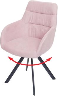 Esszimmerstuhl HWC-J69, Küchenstuhl Stuhl mit Armlehne, drehbar Auto-Position, Samt ~ rosa