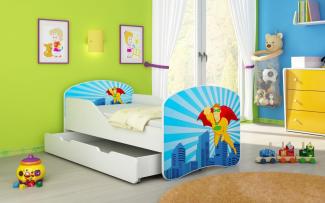 Kinderbett Luna mit Stauraum und verschiedenen Motiven 140x70 Hero