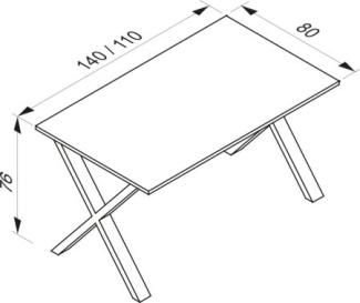 VCM Schreibtisch Lona 110x80 X-Fußgestell Weiß