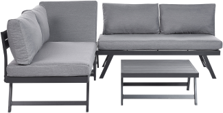 Lounge Set Aluminium schwarz 5-Sitzer modular Auflagen dunkelgrau COCCORINO