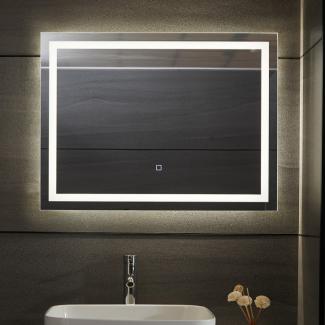 Aquamarin® LED Badspiegel - 80 x 60 cm, Beschlagfrei, Dimmbar, EEK A++, Energiesparend, mit Speicherfunktion