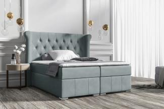 Stylefy 'Alonzo' Boxspringbett, Strukturstoff Inari Hellgrau 200 x 200 cm