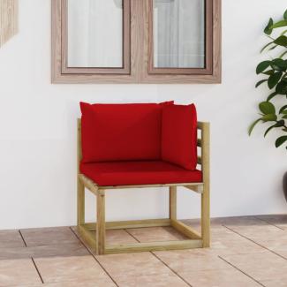 Garten-Sofa mit Kissen Imprägniertes Kiefernholz Ecksofa Rot