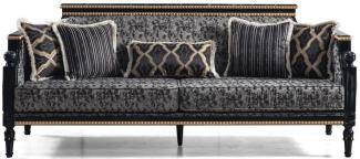 Casa Padrino Luxus Barock Sofa Grau / Schwarz / Gold 237 x 90 x H. 105 cm - Wohnzimmer Sofa mit dekorativen Kissen