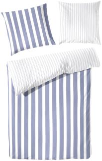 Traumhaft gut schlafen – Perkal-Bettwäsche, 2-teilig, mit Blockstreifen, in versch. Farben und Größen : 80 x 80 cm, 135 x 200 cm : Jeans