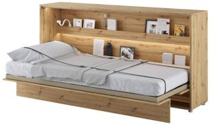 MEBLINI Schrankbett Bed Concept - BC-06 - 90x200cm Horizontal - Artisan Eiche - Wandbett mit Lattenrost - Klappbett mit Schrank - Wandklappbett - Murphy Bed - Bettschrank