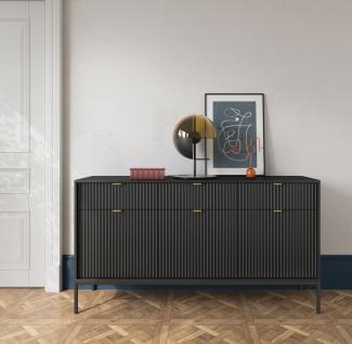 Kommode Nova Sideboard 154cm schwarz 3-türig MDF