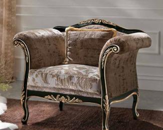 Casa Padrino Luxus Barock Sessel Braun / Grau / Schwarz / Gold - Barockstil Wohnzimmer Sessel mit elegantem Muster - Barock Möbel - Barock Wohnzimmer & Hotel Möbel - Luxus Qualität - Made in Italy