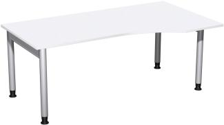 PC-Schreibtisch '4 Fuß Pro' rechts, höhenverstellbar, 180x100cm, Weiß / Silber
