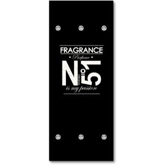 Queence Garderobe - "Fragrance No. 51" Druck auf hochwertigem Arcylglas inkl. Edelstahlhaken und Aufhängung, Format: 50x120cm