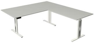 Kerkmann Schreibtisch Steh und Sitztisch MOVE 3 fresh mit Anbau (B) 200 x (T) 100 cm lichtgrau