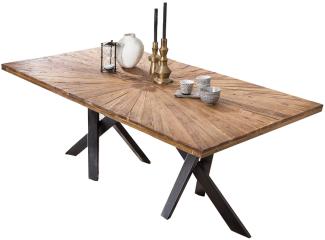 Sit Möbel Tische & Bänke Tisch 180x100 cm, Platte recyceltes Teak natur, Gestell Metall antikschwarz