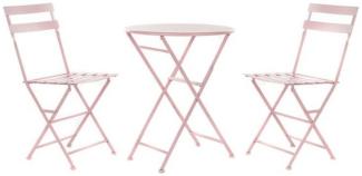 DKD Home Decor Tisch-Set mit 2 Stühlen DKD Home Decor Rosa Metall (3 pcs)