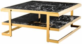 Casa Padrino Art Deco Luxus Couchtisch Kunstmarmor Gold finish - Wohnzimmer Salon Tisch - Luxus Qualität