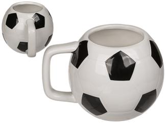 Kaffeetasse Fußball ca. 12 x 9 cm schwarz / weiß Fußballtasse aus Steingut