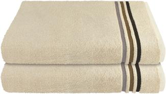 Schiesser Duschtuch Skyline Color, 2er Set, mit Webbordüre, 100% Baumwolle Beige