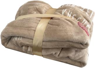 Flanell Wohndecke Kuscheldecke Wolldecke Sofadecke bedruckt 150x200cm Beige