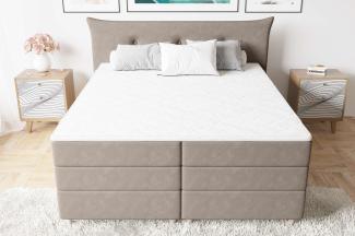 99rooms Zeus Boxspringbett 140x200 cm Velours SORO Beige Bonell-Federung