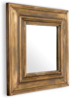Casa Padrino Luxus Edelstahl Wandspiegel Vintage Messing 100 x 13 x H. 100 cm - Quadratischer Wohnzimmer Spiegel - Schlafzimmer Spiegel - Garderoben Spiegel - Luxus Möbel - Luxus Einrichtung