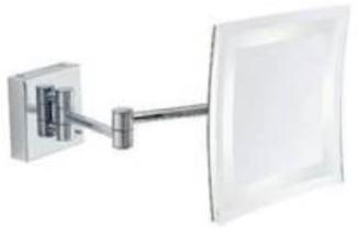Casa Padrino Luxus LED Kosmetik Spiegel Silber 22 x 39 x H. 22 cm - Verstellbarer Kosmetik Wandspiegel - Verchromter Badezimmer Schmink Spiegel - Luxus Badezimmer Accessoires