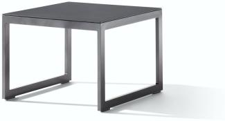 Sieger 602/G Loungetisch mit lackierter Glasplatte, Aluminium Eisengrau 60 x 44 x 60 cm